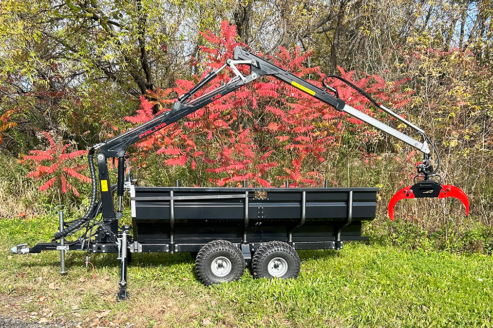 Palms ATV 1.42 log crane with 2D log trailer