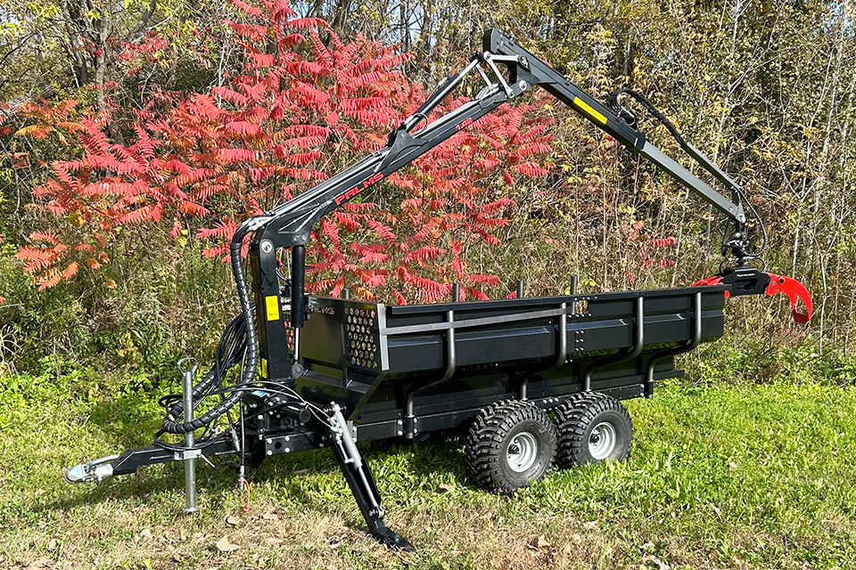 Palms ATV 1.42 log crane with 2D log trailer