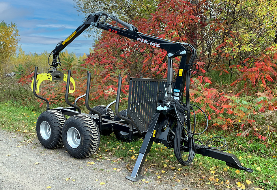 Grue forestière Palms 2.42 avec remorque forestière 6S