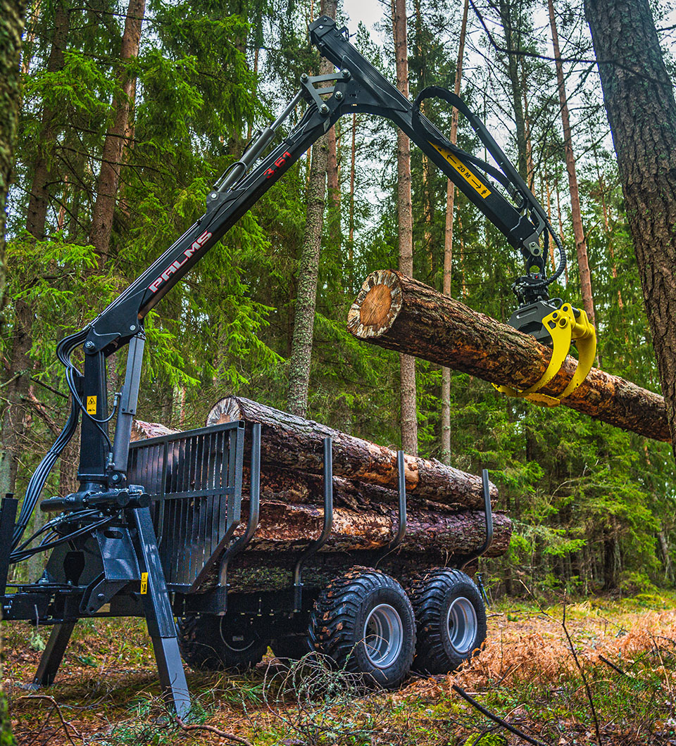 Grue forestière Palms 3.61 avec remorque forestière 6S